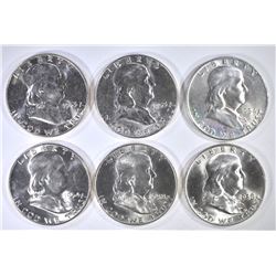 GEM BU FRANKLIN 50c: 2 - 1953, 2 - 1958D,