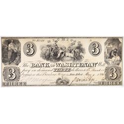 1836 $3 BANK OF WASHTENAW, MI  CH CU