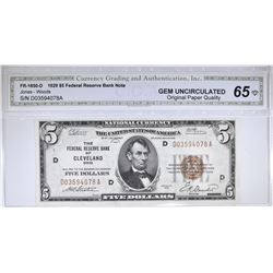 1929 $5  NATIONAL CURRENCY  CGA 65 OPQ