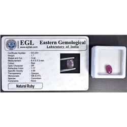 1.7 CARATS NATURAL RUBY OVAL CUT