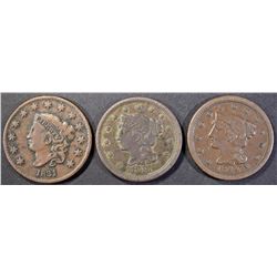 1831, 1844  BOTH VF & 1847  VF/XF LARGE CENTS