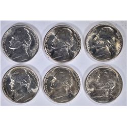6-GEM BU 1944-D JEFFERSON SILVER NICKELS
