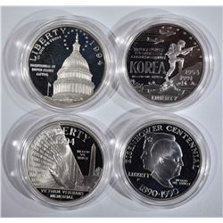 4 - PROOF COMMEM SILVER DOLLARS