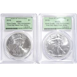 (2) 2016 30TH ANN. FIRST DAY ASE PCGS MS-69