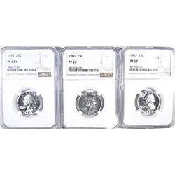 3 QUARTER LOT:  1957 NGC PF 67 STAR,