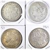 Image 1 : (3) 1921 AU, (1) 1921-S AU MORGAN DOLLARS