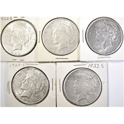 5-AU PEACE SILVER DOLLARS: