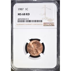 1987 LINCOLN CENT, NGC MS-68 RED