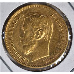 1897 RUSSIA GOLD 5 RUBLES