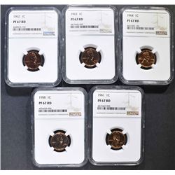 5 LINCOLN CENTS NGC PF-67 RD