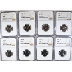 4 1962 & 4 1963 JEFFERSON NICKELS NGC PF-67