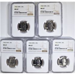 5-1965 SMS WASHINGTON QTR NGC MS67