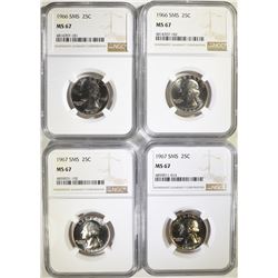 2-1966 & 2-1967 SMS WASHINGTON QUARTERS, NGC MS-67