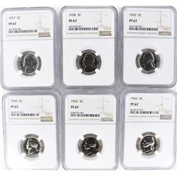 6 JEFFERSON NICKELS NGC PF-67
