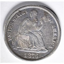 1876-CC SEATED DIME  AU