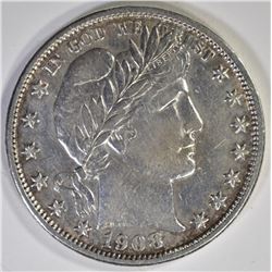 1908-O BARBER HALF DOLLAR  AU+