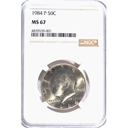 1984-P KENNEDY HALF DOLLAR, NGC MS-67