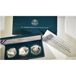 1994 U.S. VETERANS 3-PIECE PROOF COMMEM SET