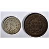 Image 2 : 1853 LARGE CENT XF & 1867 N/R LIBERTY NICKEL VF