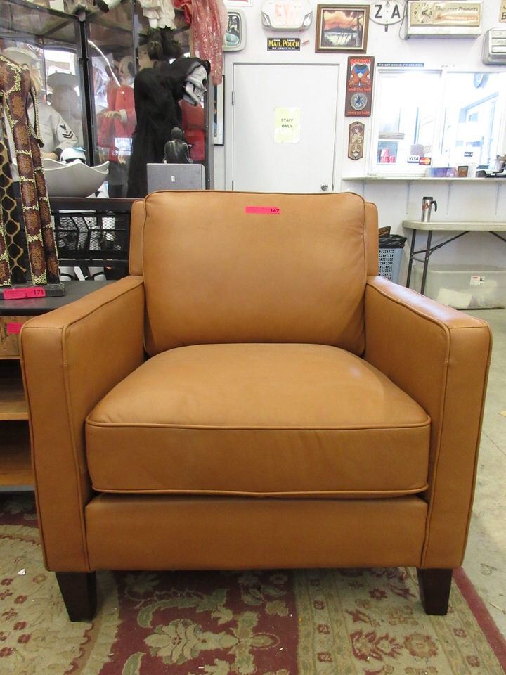 New Amax Feather Filled Caramel Leather Arm Chair