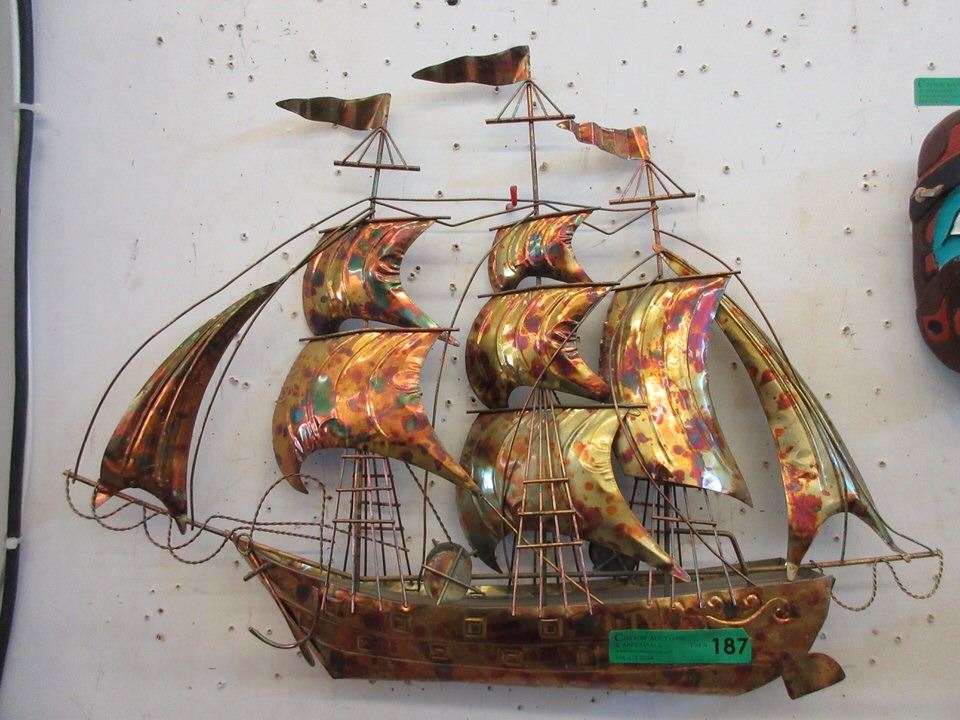 Vintage 3D Metal Ship Wall Art