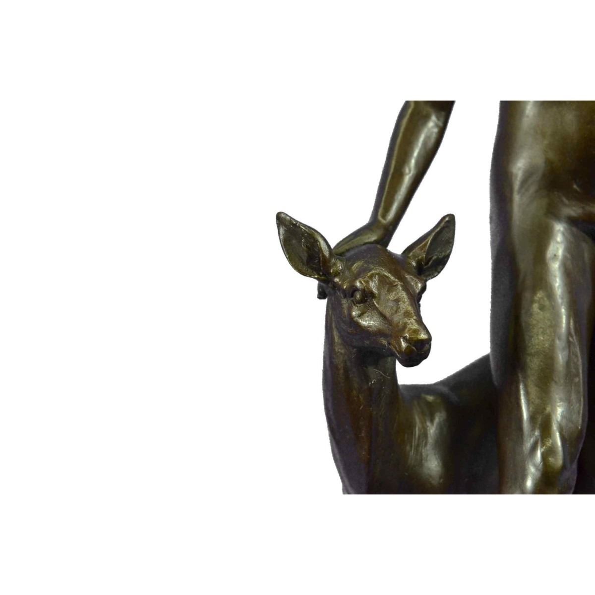Nude Bronze Sculpture of Greek Goddess Diana the Huntress Artemis 19" x 14"