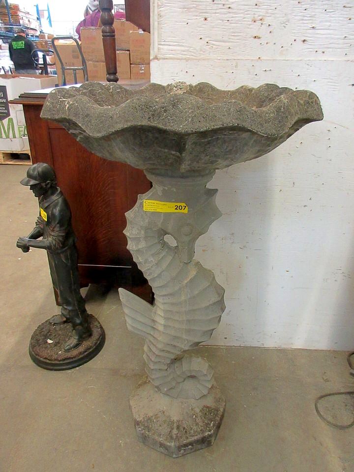Concrete Sea Horse Bird Bath