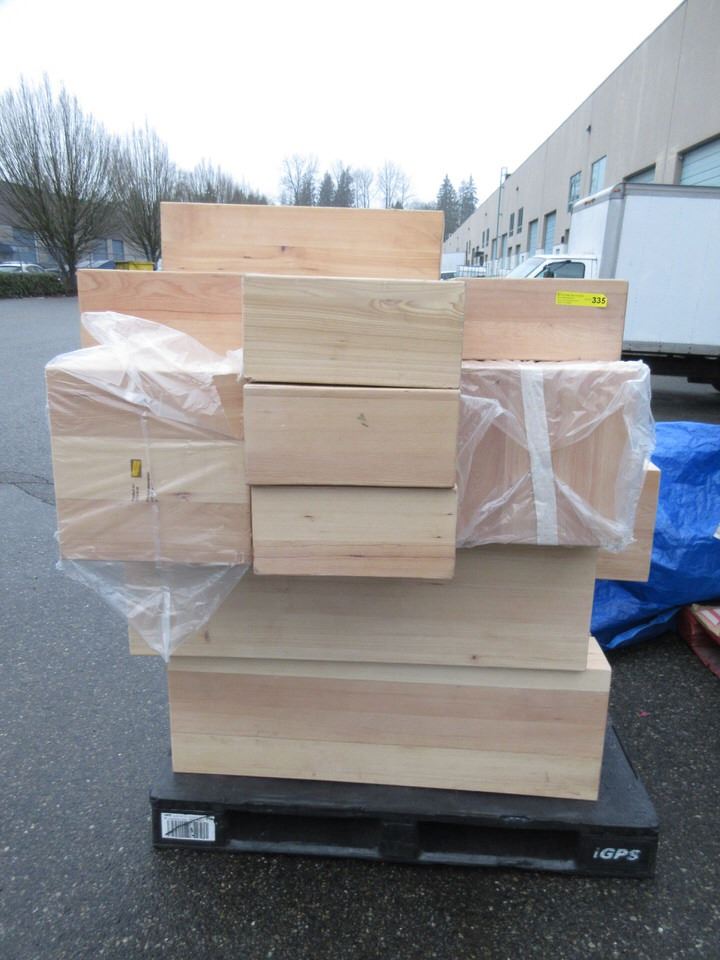 Skid of Wood Block Display Stands