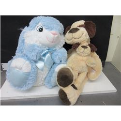2 New Medium size Stuffed Animals / Dog & Pup & Bunny / they are super soft