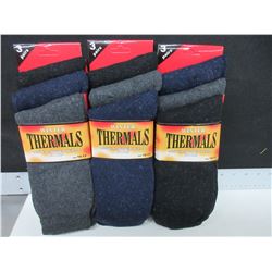 New 3 Packs of 3 Mens Winter Thermal Socks USA 10-13 / 9 pairs total