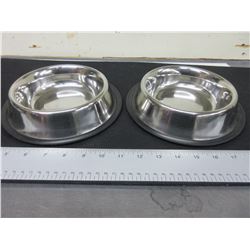 2 New Stainless Pet Bowls with non skid bottom for small - Med pets