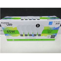 New 5 pack LED 3000K  / 20,000hrs = 18 year 60 watt replacement