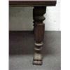 Image 2 : Square oak dining table on ringed and fluted legs;