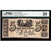 Image 1 : 1839-41 $5 Republic of Texas Note PMG 20