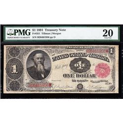 1891 $1 Treasury Note PMG 20