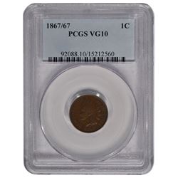 1867/67 Indian Cent Coin PCGS VG10