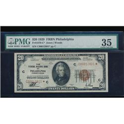 1929 $20 Philadelphia Federal Reserve Star Bank Note PMG 35