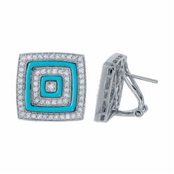 14KT White Gold 1.40ctw Turquoise and Diamond Earrings