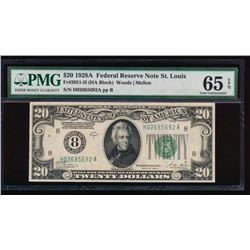 1928A $20 St. Louis Federal Reserve Note PMG 65EPQ