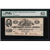 Image 1 : 1862 $2 Confederate States of America Note PMG 63EPQ