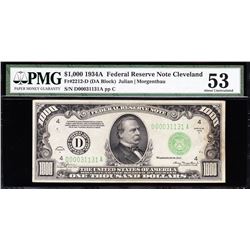 1934A $1000 Cleveland Federal Reserve Note PMG 53