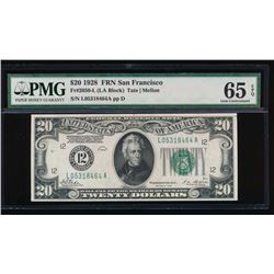 1928 $20 San Francisco Federal Reserve Note PMG 65EPQ