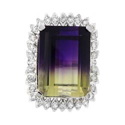 14KT White Gold 26.93ct Ametrine and Diamond Ring