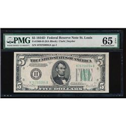1934D $5 St. Louis Federal Reserve Note PMG 65EPQ