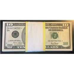 100 Consecutive 2001 $10 Federal Reserve Star Notes