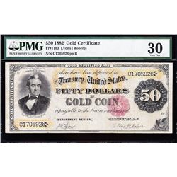 1882 $50 Gold Certificate PMG 30