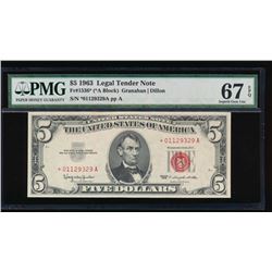 1963 $5 Legal Tender Star Note PMG 67EPQ