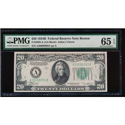 1934B $20 Boston Federal Reserve Note PMG 65EPQ