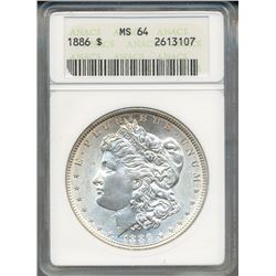1886 $1 Morgan Silver Dollar Coin ANACS MS64