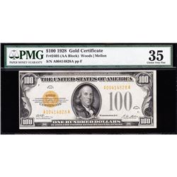 1928 $100 Gold Certificate PMG 35